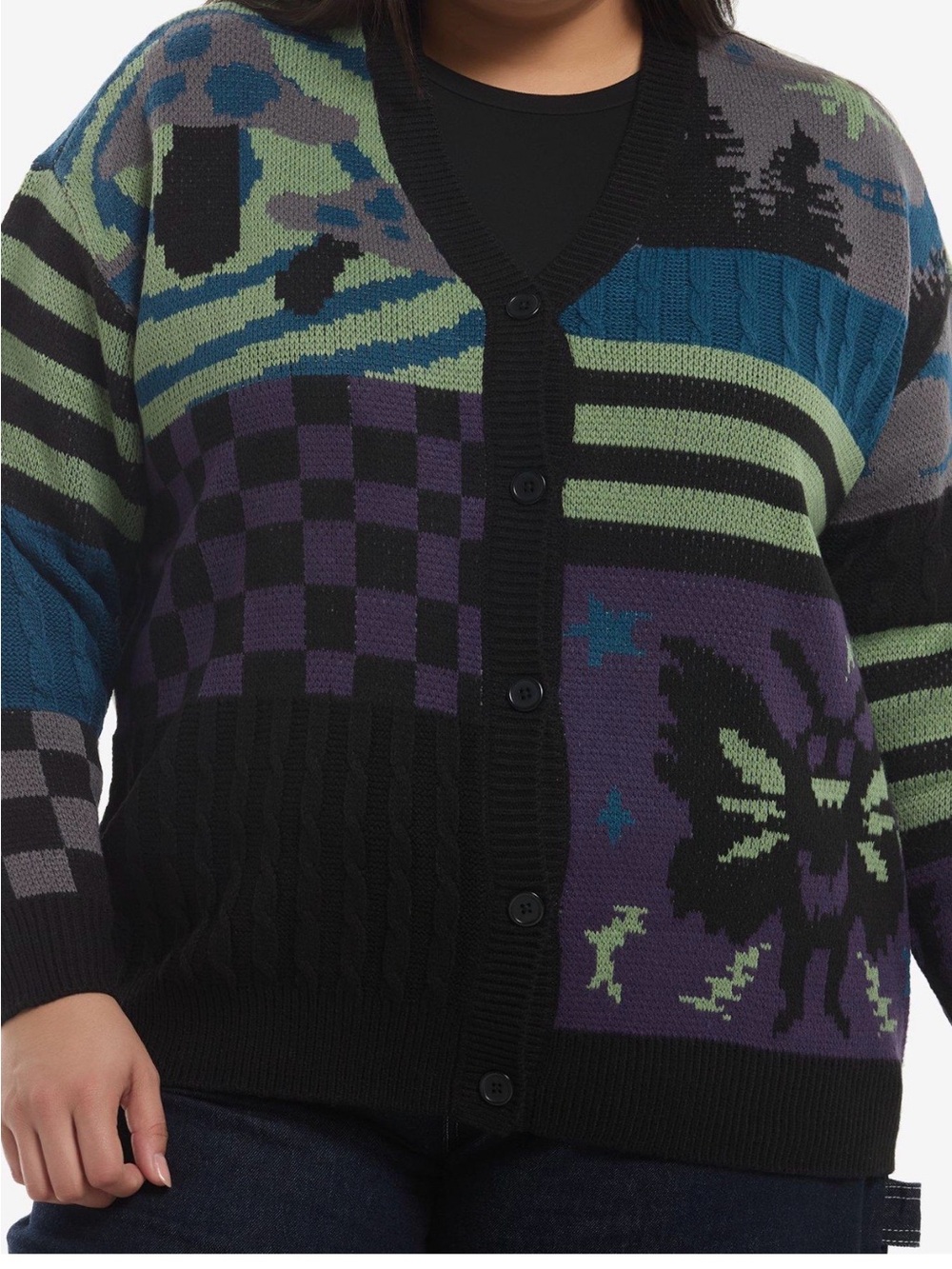 Brand new womens Thorn & Fable Moth Grunge Patchwork cardigan